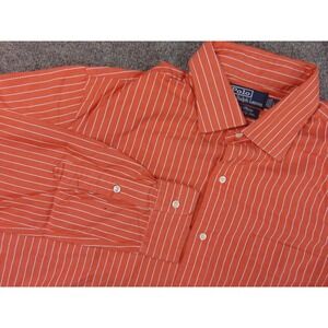Polo Ralph Lauren Shirt Mens Large Custom Philip Orange White Stripe Button Up